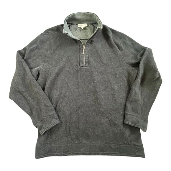 Tommy Bahama Reversible 1/4 Zip Sweater Mens Large LOT OF 2 Golf Black Gray - Picture 4 of 14